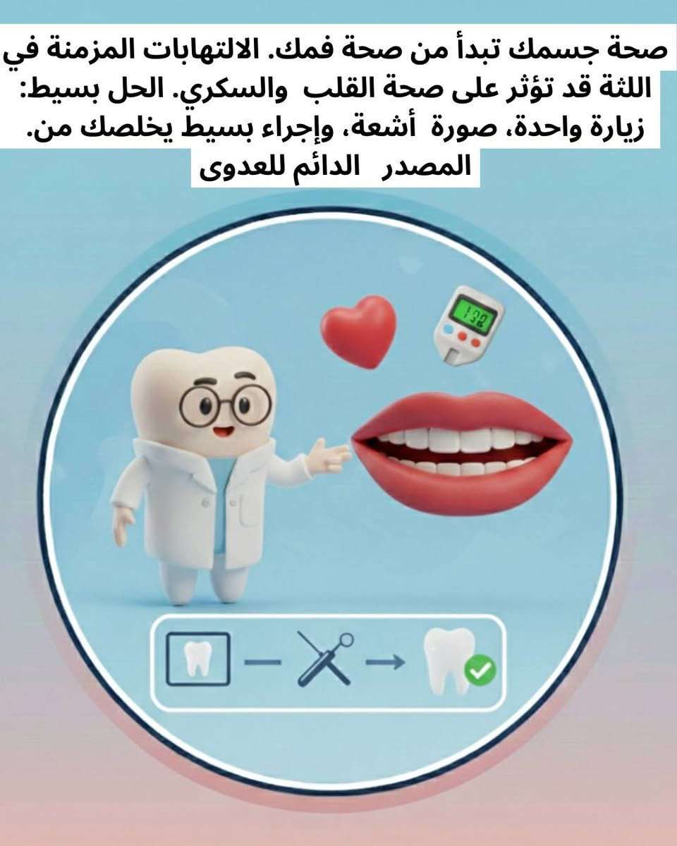 لا تترك جذوراً قديمة تسرق جمال ابتسامتك! ✨
​بقاء جذور الأسنان المكسورة في فمك ليس مجرد شكل غير لائق، بل هو تهديد لصحة عظم الفك وجهازك المناعي. 🛡️
​✅ الحل؟ فحص سريع وأشعة تضمن لك السلامة.
✅ النتيجة؟ فم صحي، رائحة منعشة، واستعداد لابتسامة جديدة تماماً.
مجانا للحجز والاستفسار واتساب 7713341941
📍 بغداد شارع مطار بغداد الدولي مستشفى البيان لطب الأسنان
