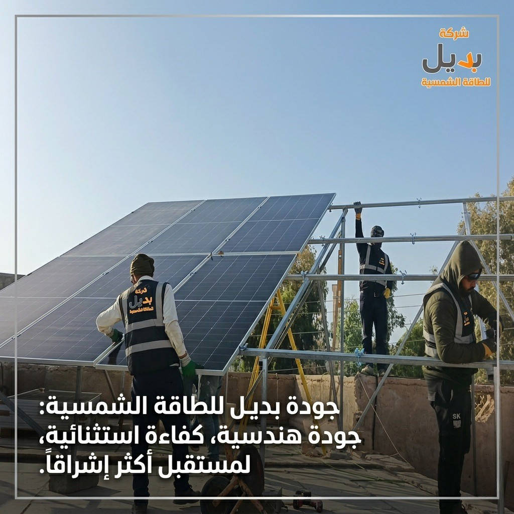 شركة بديل للطاقة الشمسية
العنوان #الانبار_الرمادي 

مستمرين في إنجاز وتنصيب منظومة طاقة شمسية متكاملة خطوة بخطوطة

 في منطقة   مدينة هيت 
📊 تفاصيل المنظومة:  
▫️ القدرة النهارية: 30 أمبير  
▫️ القدرة الليلية:30أمبير  

💡 منظوماتنا مصممة بأعلى جودة لضمان تشغيل مستقر، توفير بالطاقة، واعتمادية طويلة الأمد لجميع الاستخدامات المنزلية والتجارية.

📞 للاستفسار والحجز: ***********  

✨ بديل — طاقتك النظيفة تبدأ من هنا
