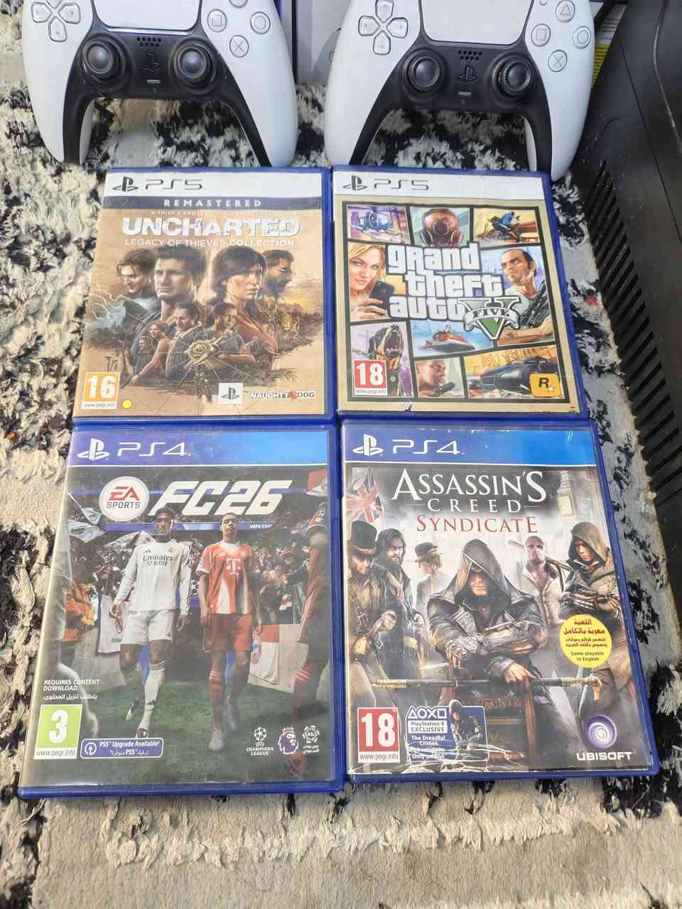 PS5   tسلم   1
كامل ملحقات الاصليه    
استعماله ايام فقط
يدات عدد 2  اصلي
العاب داخل الجهاز + قرص 4 ويا سحاب بي العاب 
يو بي اس 1500  مستخدم
يعني تجميعه كامله 
مكاني بغداد حي الري قريب عل حي المعالف  للستفسار *********** متوفر واتساب سعر 850 كامل
