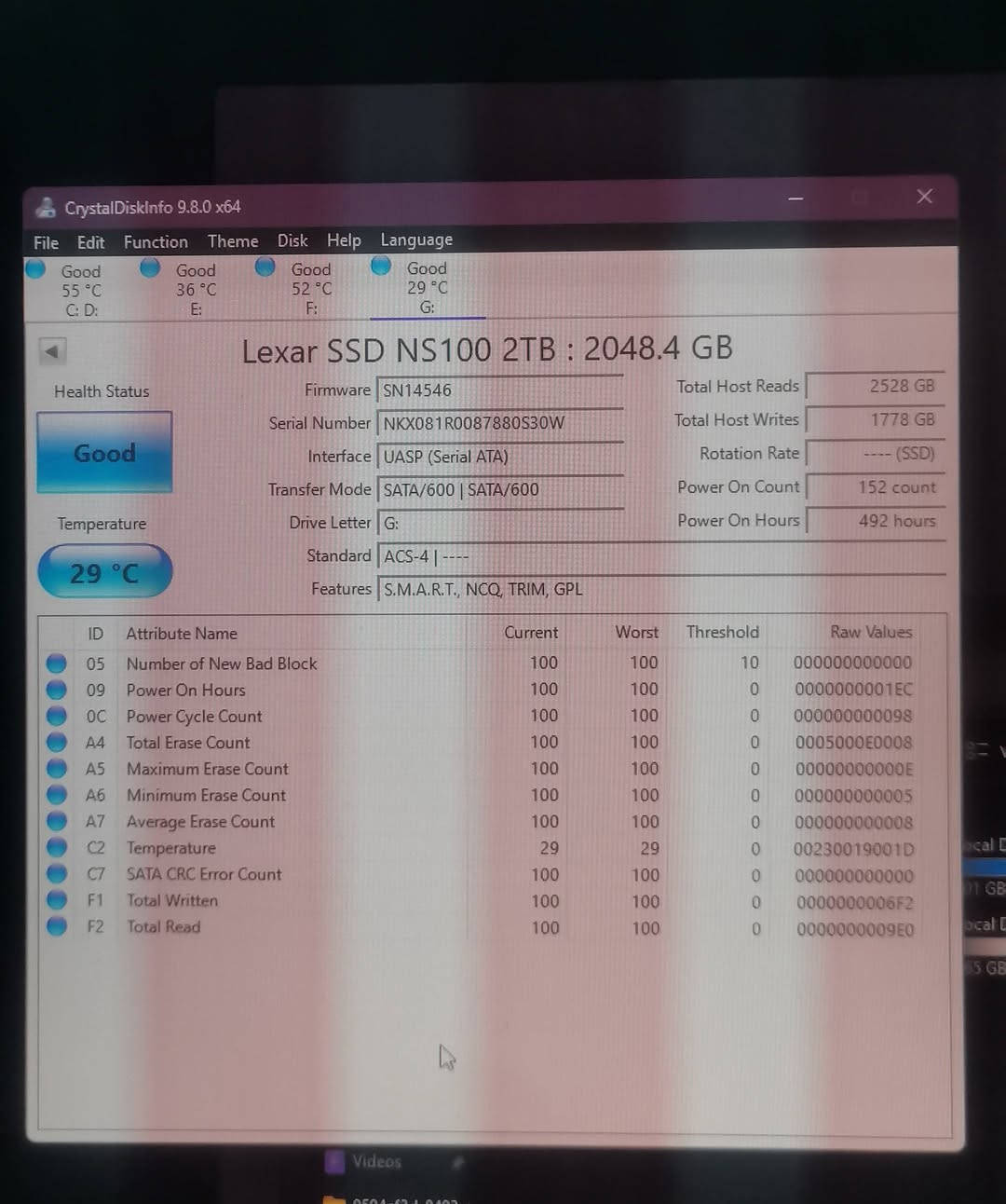 هاردات للبيع شرط اصلي
ال m.2 هيلث 99٪ سعره 45 الف
ال m.2 هيلث 95٪ و 96٪ سعر الواحد 40 الف
ال Ssd 2tb سعره 175 الف مع العلم جاي ينباع ب 400 دولار بالخارج وبالعراق 400 الف

ملاحظة جميع القطع بدون كارتون وشرط الفحص والدليل كل قطعه بيها سريل نمبر نفسه معروض ببرنامج الفحص

مكاني البصرة وتوصيل محافظات 5 الاف


**إذا كنت صاحب هذا الإعلان وتريد حذفه لأي سبب، رجاءا أرسل رسالة إلى الدعم الفني**