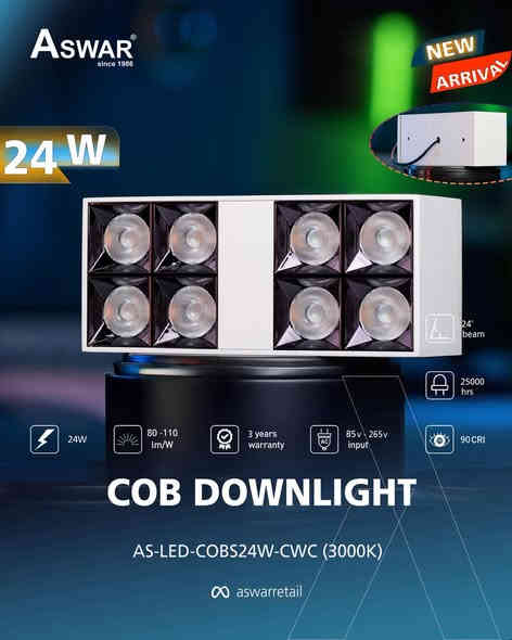 لأن مكانك يستاهل إنارة أفضل 😉
وفرنالك COB DOWNLIGHT الظاهري، الّي من أول نظرة راح تعرف إنو هذا مختلف✨
الّي يتميز بـ:
🔹نوع الـ LED المستخدم عالي الجودة وبعمر إفتراضي يصل لأكثر من 25,000 ساعة تشغيل فعلية.
🔹متوفر باللون الشمسي 3000K.
🔹قابلية تشتيت عالية للحرارة.
🔹معامل التجسيد اللوني 90CRI.
🔹المحولة بجودة جدًا عالية وتعمل ضمن رينج فولتية (85v-265v) أي تعمل مع جميع التغيرات الحاصلة بالفولتية.
🔹ضمان إستبدال حقيقي لمدة 3 سنوات من تاريخ الشراء.

احجز الآن وأحصل على إنارة مذهلة.

نحيطكم علمًا بوجود أسعار خاصة للموزعين وأصحاب المحلات التجارية.

مراكز المبيعات في بغداد :
1.شركة الاسوار 
بغداد عكد النصارى مقابل شارع الثريات
موبايل / *********** - *********** - *********** - ***********
2. شركة روح التكاتف
بغداد حي الجامعة مقابل مطعم برج الجدي
موبايل/ *********** – *********** - ***********
3. شركة فيض المحروس 
بغداد الكرادة داخل -مقابل مصرف الرافدين (فرع الزوية) - مجاور مجمع العنبر
موبايل/ *********** - *********** - *********** - ***********
4. شركة أسوار
بغداد - شارع الصناعة - قرب فلكة رئاسة الجامعة التكنولوجية.
موبايل / *********** - *********** - *********** - ***********.
5. شركة أسوار
بغداد - الأعظمية - شارع عمر بن عبد العزيز - قرب مرطبات صبيح - مقابل عمارة النمور
موبايل / *********** - *********** - *********** - *********** - ***********
6. شركة أسوار
بغداد - بغداد الجديدة - الشارع العام - قرب معجنات الفراشة - مقابل جواهر مول
موبايل / 7748189001 - *********** - *********** - ***********
