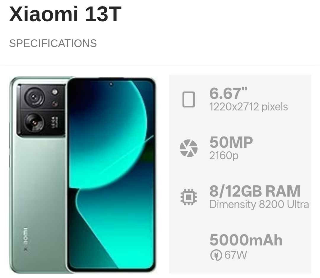 📱 Xiaomi 13T – خاوێنی ڕەنگی مۆری کاڵ 💜

✅ RAM: 12GB
✅ زاکیرە: 256GB
✅ شاشەی AMOLED بە ڕێژەی 144Hz
✅ بۆ یاری PUBG Mobile تا 120FPS پشتگیری دەکات

✅ کامێرای Leica و وێنەگرتنی زۆر جوان

✅ پاتری بەهێز و شەحنی خێرا67 واتی بیلادی خۆی لەگەڵە

✅ مۆبایلەکە خاوێن و ئامادەی بەکارهێنانە

📍 بۆ کەسێک کە مۆبایلێکی بەهێز بۆ یاری، سۆشیال میدیا و وێنەگرتن دەوێت، Xiaomi 13T هەڵبژاردەیەکی زۆر باشە.
نرخی ٣٢٠ هەزار أربيل, العراق


**إذا كنت صاحب هذا الإعلان وتريد حذفه لأي سبب، رجاءا أرسل رسالة إلى الدعم الفني**