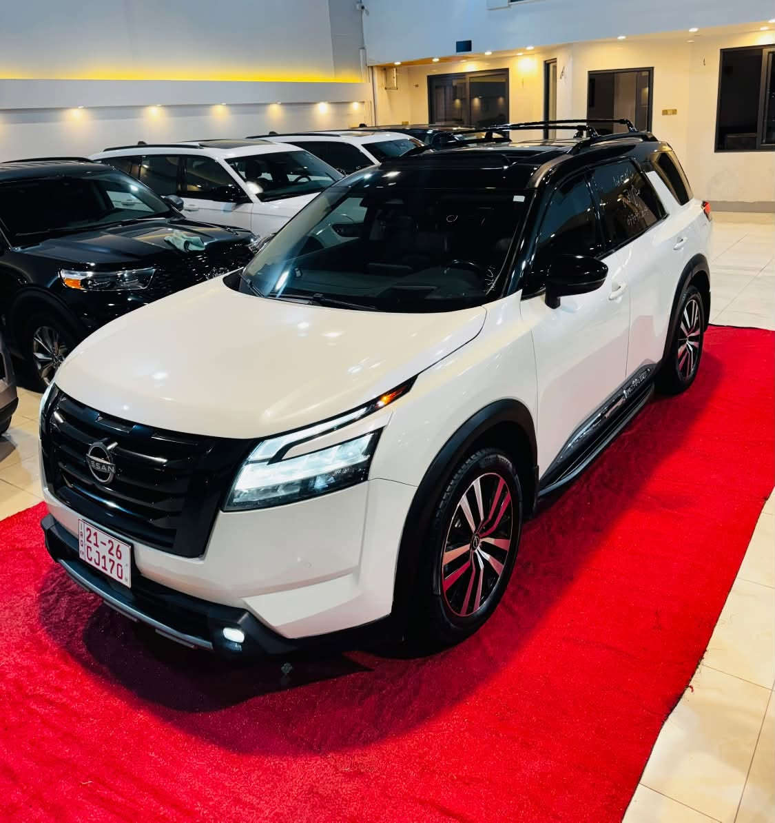 ﷽

2024
 NISSAN PATHFINDER PLATINUM.
من اعلى المواصفات 

اللون: ابيض سقف اسود

الموديل : 2024

نوع المحرك : 6 سلندر (3.5L)

عداد المسافه: 74. الف   مايل

الضرر: كما موضح بالصورة  بدون ايرباك 
صور الحادث + رقم الشاصي مرفقه في المنشور

بدون رقم وبشرط الترقيم ( اربيل - دهوك - سليمانية )

المواصفات: PLATINUM. 

فتحة بانوراما
داخل اسود 
سقف. اسود
داتا شو
كيج الكتروني
خمس كاميرات (360)
بصمه تشغيل
بصمة اربع ابواب
تشغيل عن بعد 
كشنات امامي تبريد
كشنات تدفئة 
ستيرن تدفئة 
كشنات كهرباء
رادار امامي
رادارات جانبيه
رادار خلفي
حساس خلفي
شاشه كبيرة
مانع انزلاق
كروز سرعه
هاند بريك بصمه
اوتو هولد
نظام ايكو نورمال سبورت
صندوق كهرباء
سعر 300$
7 راكب
وبقية مواصفات PLATINUM المعروفة 

العنوان :
كركوك شارع المعارض 
‏‎
معرض هشام الحمداني لتجارة السيارات ‏‎

‏‎للاتصال والاستفسار :
***********

***********

***********
