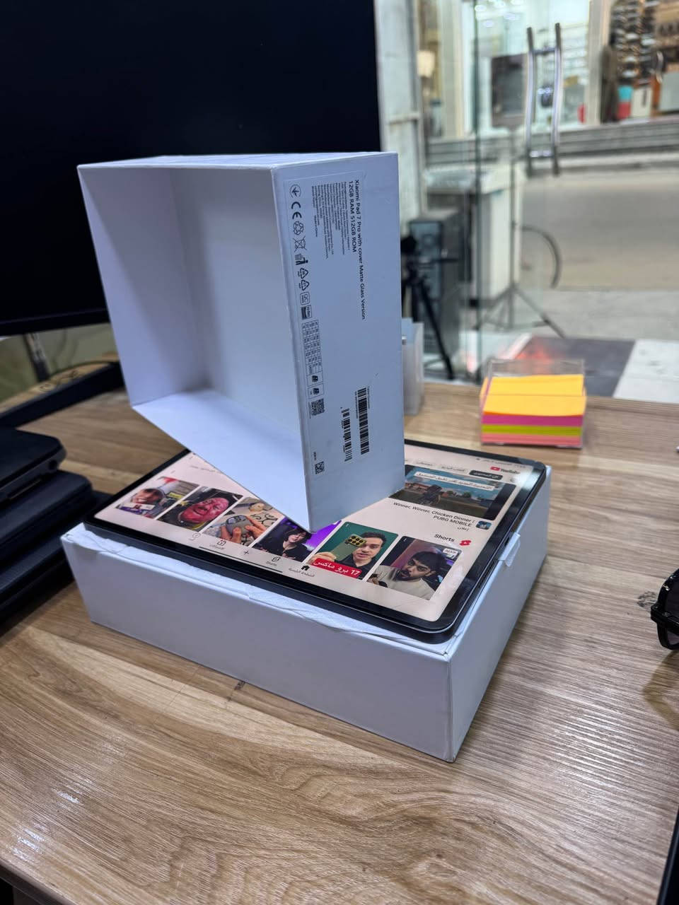 شاومي باد 7 برو 
معالج سناب دراجون 8s جين 3 
ذاكرة 512 
رام 12 + 12 
شاشة حجم 11 بدقة 3.2k و 144 هرتز 
بطارية 8850 mAh 
يدعم الذكاء الاصطناعي 
نظافه 95 %
      
        بسعر 550 الف 
        ———————————————
مكتب ثائر للحاسبات 
الجمهورة - شارع المكاتب - قرب حسينية محمد الباقر . 
*********** البصرة, العراق
