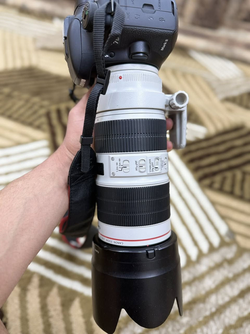 كانون 7D مارك 2 نظيف جداً
عدسه 70_200 دبل استبيلايزر صدار الثالث نظيف جداً ع ايدي كراتين غراضه الأصليات موجوده 
المكان ميسان ***********
