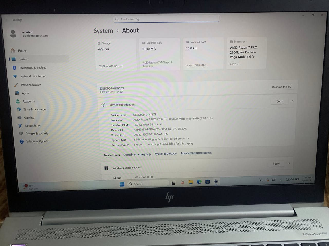 💻 للبــيع لابتوب
HP EliteBook 755 G5
🔹 المعالج: AMD Ryzen 7 PRO 2700U بسرعة 2.20GHz
🔹 كرت الشاشة: Radeon Vega 10 Graphics
🔹 الرام: 16GB
🔹 الخزن: 477GB
🔹 النظام: Windows 11 Pro
🔹 الشاشة: 15.6 إنج
🔹 الجهاز نظيف ويعمل بكفاءة عالية
✔ مناسب للدراسة والعمل وبرامج الأوفيس والإنترنت
✔ بطارية جيدة وأداء سريع

للتواصل خاص


**إذا كنت صاحب هذا الإعلان وتريد حذفه لأي سبب، رجاءا أرسل رسالة إلى الدعم الفني**