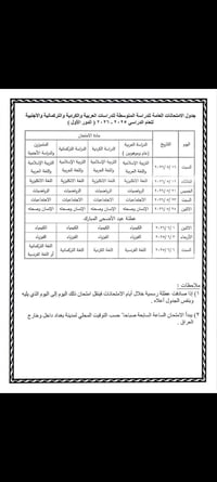 بعد اعلان جدول الامتحانات نعلن عن بدء مراجعة المركزة لكافه المواد من ي...
