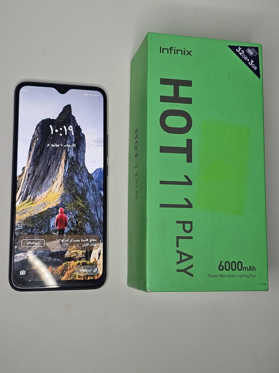 نوع الجهاز: Infinix
الموديل: HOT 11 PLAY
الطراز: X688B
الكاميرا الخلفية: 13 ميجابكسل (كاميرتان)
الكاميرا الأمامية: 8 ميجابكسل
دبل سيم كارد (2 SIM)
يدعم الذاكرة الخارجية
ذاكرة الوصول العشوائي32 GB 
 (RAM): 3+ GB جيجابايت
المعالج: Helio G35
البطارية: 6000 مللي أمبير
نظام التشغيل: أندرويد 11 XOS

................................
السعر: 60 ألف. يوجد توصيل.
التوصيل داخل المحافظة: 5 آلاف.
لأي استفسار، التواصل عبر الرقم: ***********
.......
للحجز على الواتساب
