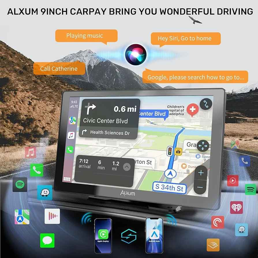 Alxum Wireless Apple Carplay Screen for Car, 9" HD Touchscreen Portable Car Stereo with Android Auto, Backup Camera, Mirror Link, GPS Navigation, Voice Control, AUX - Compatible with All Vehicles

Product details
Top highlights
BrandAlxum
ColourBlack
Screen size9 Inches
Display typeLCD LED
Connectivity technologyBluetooth, Composite Video, Auxiliary
Compatible devicesMobile Phone
【Wireless Android Auto & Carplay】Easily connect your Android phone or iPhone to the car system via Bluetooth or WiFi for wireless CarPlay and Android Auto. Access your phone’s music, maps, messages, and calls instantly, all without the need for cables. Enjoy a safer, more convenient driving experience—free from the hassle of wires. PS：The product supports iOS 8.0 and Android 10 or later versions.
【Voice Control & Hans-Free】This CarPlay radio supports voice control through Siri, Google Assistant, or your phone's smart assistant. Send messages, get directions, play music, and make hands-free calls—all without taking your hands off the wheel. Enjoy a safer, more convenient driving experience.
【HD Backup Camera & 7 Inch Touch Screen】The 7-inch HD touchscreen delivers stunning visuals for your media and navigation. It comes with a waterproof 720P backup camera that automatically activates when you shift into reverse, giving you a wide-angle view of what's behind you. Parking and reversing become effortless, making your driving experience safer and more convenient.
【Mirror Link & More Extended Functions】This portable Bluetooth car stereo supports Mirror Link, allowing you to easily mirror your smartphone’s screen to the car display. Enjoy precise, real-time GPS navigation while driving, and effortlessly access apps like YouTube, TikTok, videos, and movies for a complete in-car entertainment experience.
【Easy Installation & Fit All Different Car】This Apple CarPlay screen comes with an adjustable sticky mount for easy installation. It fits most vehicles and requires no professional installation—set it up in just three minutes! Plus, you can easily reposition it within your car to suit your needs, providing flexible and convenient use.
See less
Product specifications
Features & Specs
Item details
Measurements
Additional details
Display Type LCD LED
Connectivity Technology Bluetooth, Composite Video, Auxiliary
Compatible Devices Mobile Phone
Native Resolution 1280x720
Product image gallery السليمانية, العراق


**إذا كنت صاحب هذا الإعلان وتريد حذفه لأي سبب، رجاءا أرسل رسالة إلى الدعم الفني**