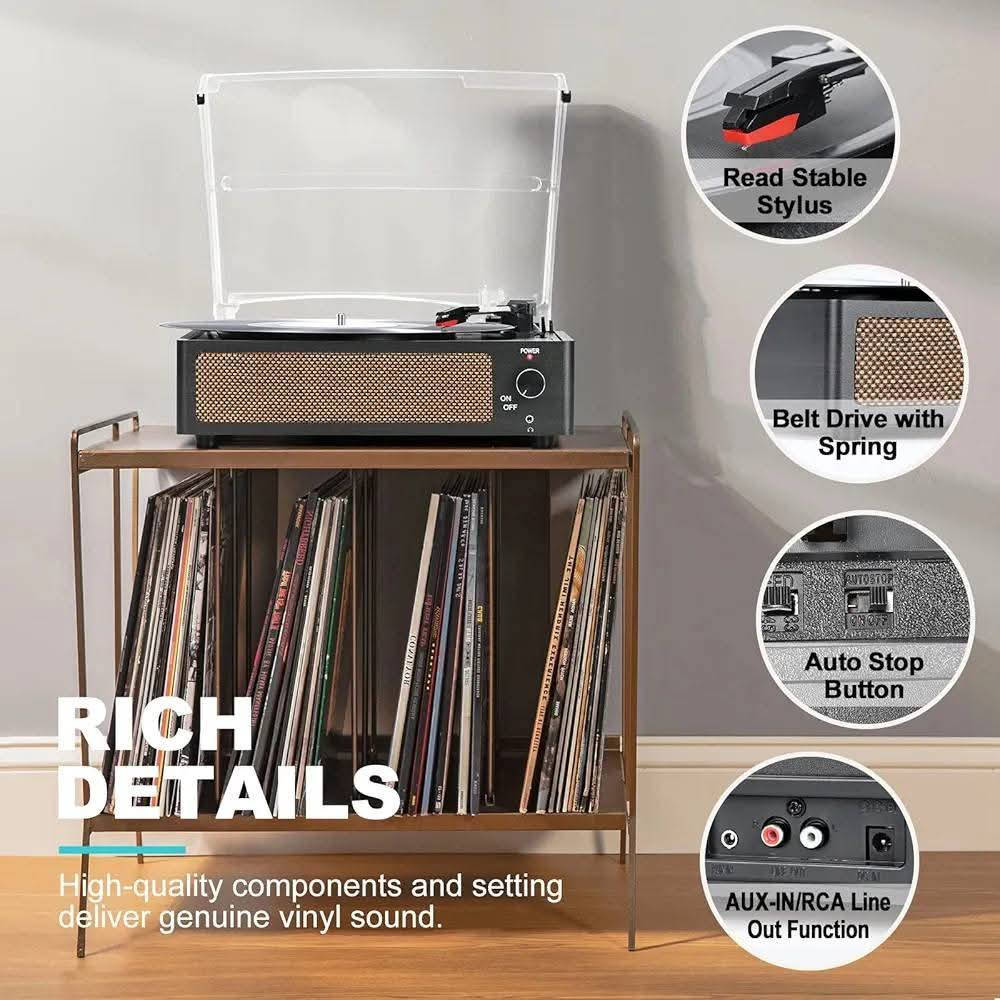 مشغل أسطوانات فينيل (Turntable Player) موديل R608 من شركة Aslan,. 
إليك أبرز مواصفاته ومميزاته:
سرعات التشغيل: يدعم 3 سرعات مختلفة لتشغيل الأسطوانات (33 1/3، 45، 78 دورة في الدقيقة). 
الاتصال اللاسلكي: يحتوي على تقنية الاتصال اللاسلكي (Bluetooth) لبث الموسيقى. 
الصوت: مجهز بمكبرات صوت ستيريو مدمجة (Built-in Stereo Speakers). 
المنافذ: يحتوي على مدخل AUX لتوصيل أجهزة صوتية خارجية. 

سعر المنتج 35 الف دينار فقط.


**إذا كنت صاحب هذا الإعلان وتريد حذفه لأي سبب، رجاءا أرسل رسالة إلى الدعم الفني**