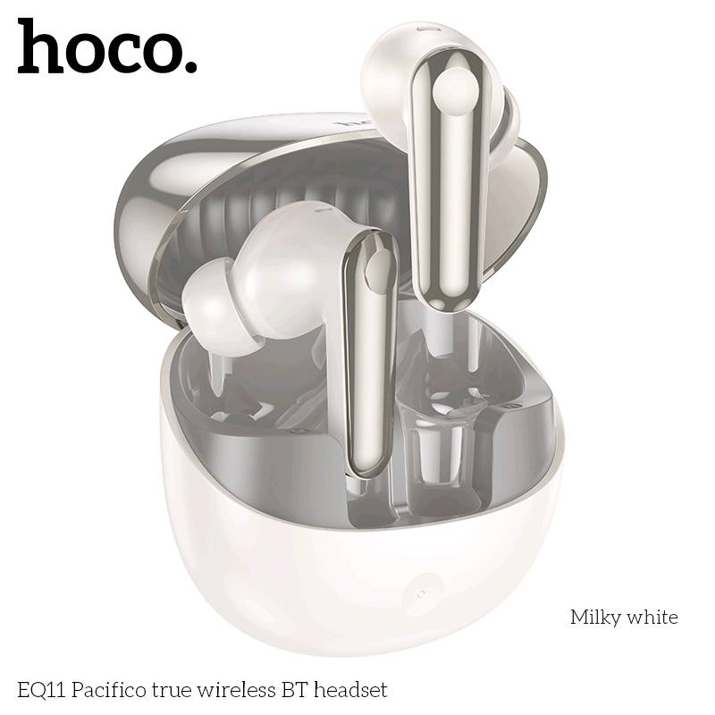 سماعة الأذن Hoco EQ11 هي سماعة أذن لاسلكية (TWS) تتميز باتصال بلوتوث 5.3، وصوت عالي الوضوح، وعمر بطارية طويل، بالإضافة إلى تصميم خفيف ومريح. 
المواصفات الرئيسية
الاتصال: تستخدم تقنية Bluetooth V5.3 المتقدمة من أجل اتصال أسرع وأكثر استقرارًا وفعالية في استهلاك الطاقة.
الصوت: تحتوي على مشغل ديناميكي كبير بحجم 13 ملم يوفر صوتًا واضحًا وباس عميق.
البطارية: توفر السماعات ما يصل إلى 7 ساعات من الاستخدام المتواصل (مكالمات أو موسيقى)، بينما توفر علبة الشحن سعة 400 مللي أمبير طاقة إضافية تصل إلى 35 ساعة إجمالاً.
التحكم: تدعم السماعات التحكم باللمس الذكي لإدارة الموسيقى والمكالمات وتفعيل المساعد الصوتي بسهولة.
التصميم: تتميز بتصميم مريح وخفيف الوزن، حيث تزن كل سماعة 4.4 جرام فقط، مما يجعلها مناسبة للاستخدام اليومي والرياضة.
الميكروفون: مزودة بميكروفون مدمج لإجراء مكالمات واضحة بفضل تقنية تقليل الضوضاء المحيطة (قد تكون متوفرة في بعض الإصدارات). 