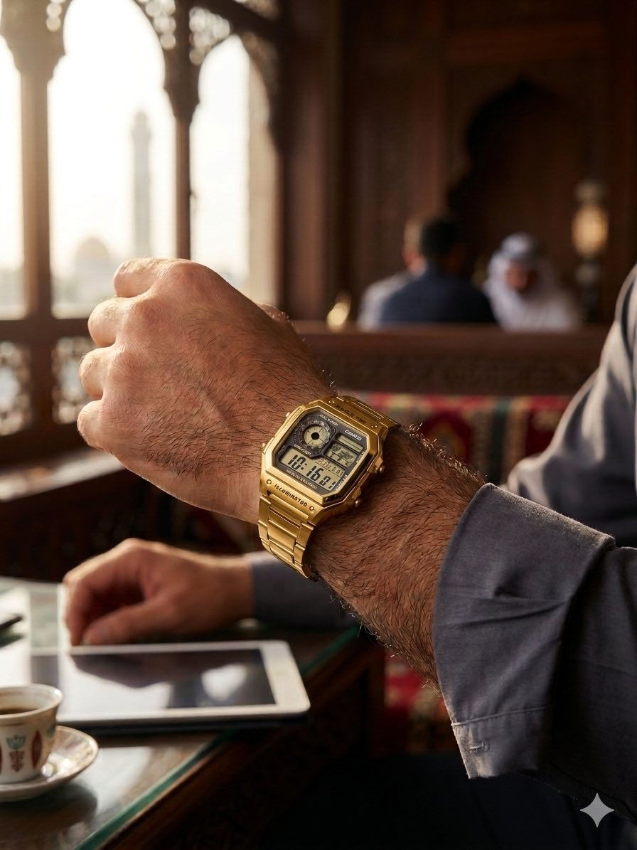 ساعة كاسيو الرويال الذهبية! ✨
Casio World Time) بلونها الذهبي الملكي الفاخر، متوفرة الآن بأناقتها الكاملة مع علبتها الفخمة والتاغ الخاص بها 🎁.
 المميزات: توقيت عالمي، خريطة، منبه، وإضاءة ليلية مع مقاومة ممتازة للماء.


**إذا كنت صاحب هذا الإعلان وتريد حذفه لأي سبب، رجاءا أرسل رسالة إلى الدعم الفني**