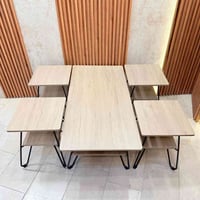 سيت طبله 4+1 • سطح خشب HDF • أبعاد ١٢٠×٦٠×٤٥ سم