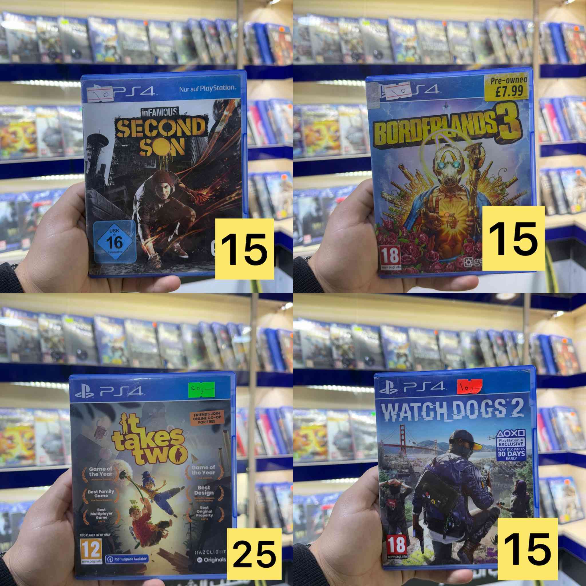 أقراص مستخدم ps4
السعر داخل الصوره 
للحجز واتساب ***********
العنوان كربلاء حي الحر قرب مجمع ريحانه
