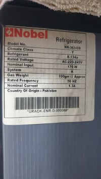 للبيع .. ثلاجة نوبل صناعة باكستاني حجم ١٤ السعر ٣٠٠ الف رفوف زجاج وماب...