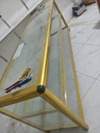 ميز المنيوم جام + رفوف خشب  العدد 3 رف  MDF  قوي وثخين  طول 3متر و 65 ...