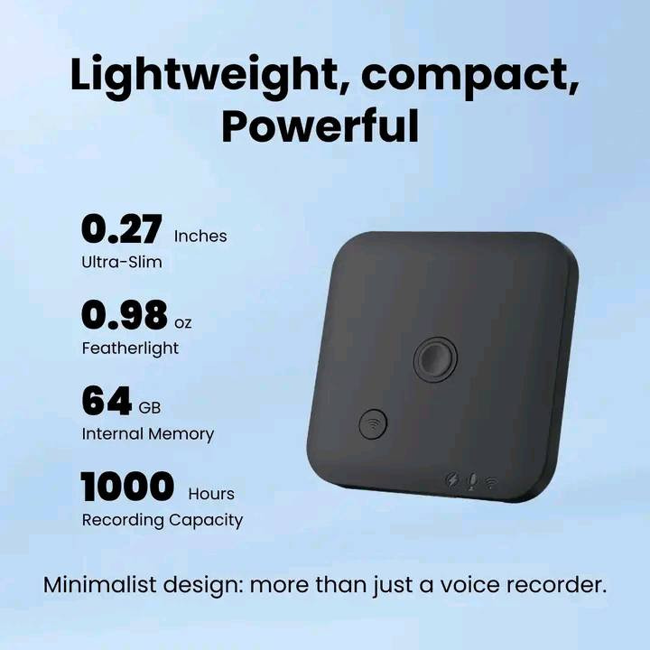 مسجل صوت ذكي واي فاي مع تقنية الذكاء الأصطناعي من نوع FoCase REC.
الذكاء الأصطناعي: يدعم خاصية النسخ الصوتي إلى نص، والتلخيص الذكي للمحاضرات والأجتماعات.

سعة التخزين: يأتي بذاكرة داخلية تبلغ 64 جيجابايت.

الميزات: تصميم مغناطيسي صغير الحجم مع إمكانية التحكم عبر تطبيق الهاتف.

التوافق: متوافق مع تسجيل المكالمات والترجمة اللغوية.


**إذا كنت صاحب هذا الإعلان وتريد حذفه لأي سبب، رجاءا أرسل رسالة إلى الدعم الفني**