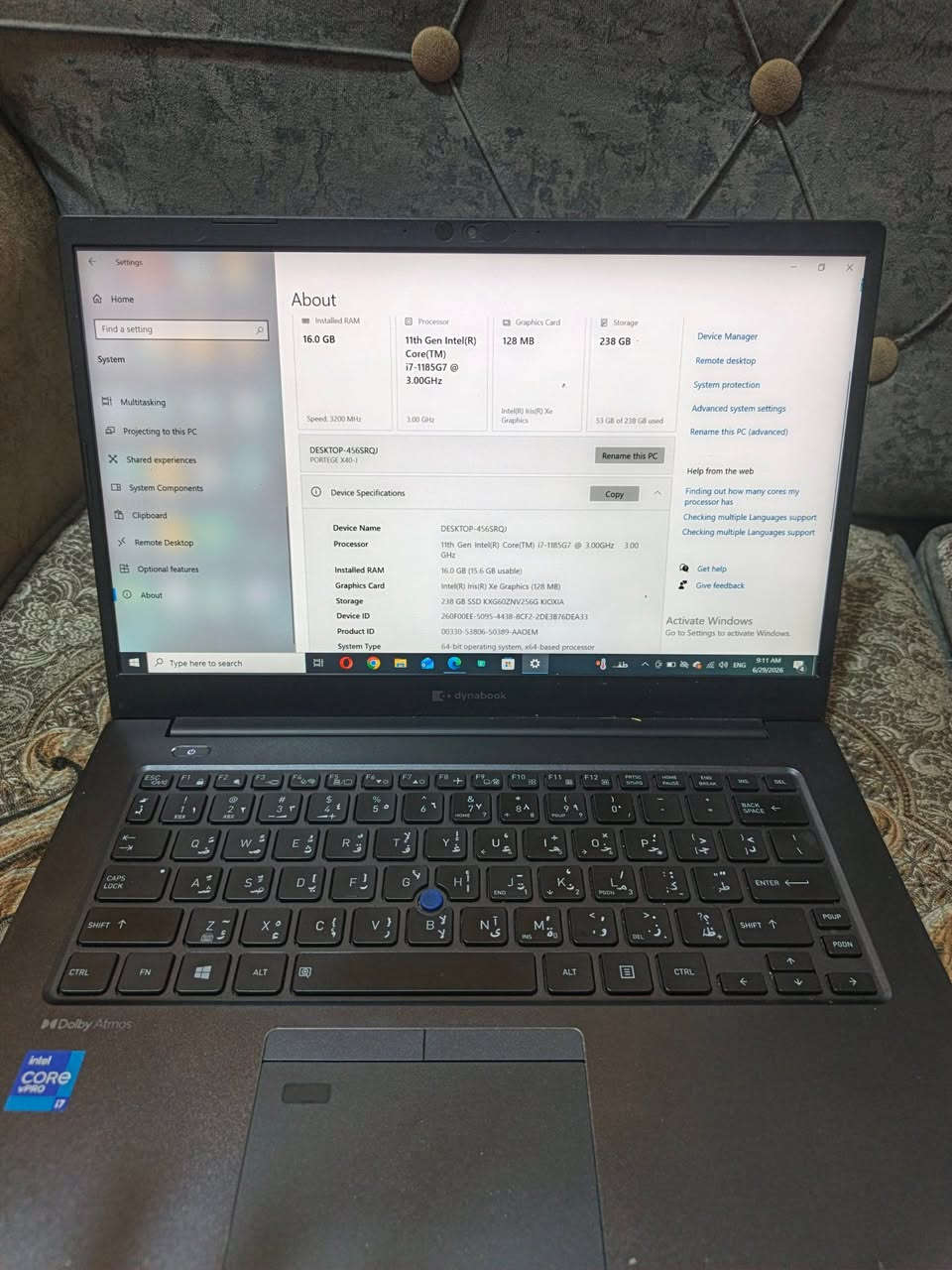 للبيع لابتوب Dynabook Portégé X40-J
💻 المعالج: Intel Core i7-1185G7 (الجيل 11)
⚡ سرعة المعالج: 3.00GHz (يوصل أعلى مع Turbo Boost)
🧠 الرام: 16GB DDR4 3200MHz
💾 التخزين: SSD NVMe سعة 256GB
🎮 كرت الشاشة: Intel Iris Xe Graphics
🖥️ الشاشة: 14 إنج Full HD
🌐 Wi-Fi 6 + Bluetooth
🔋 بطارية ممتازة
🪶 جهاز خفيف ومناسب للشغل والألعاب والدراسة والبرامج والتصميم 
لاب توب ميديا +١
السعر: (٣٥٠ وبيها مجال للشراي طبعا مو سعرها وخساره بس محتاج ) مكاني بغداد دوره  للأستفسار *********** واتس
