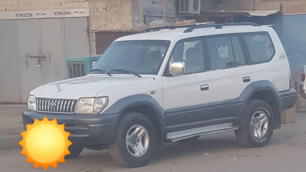 سياره لاندكروزر برادو 2002 رقم ميسان انكليزي - _- للبيع  لون ابيض مكفوله بلاديه تخم تاير نقص حداديه السياره بالعماره السعر 125$ للاستفسار الاتصال على الرقم *********** علي ابو شهد
