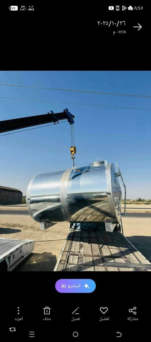 مقطورات والخزانات بكافت الحجام  والتانكيات للبيع في مغلون درجه اولى دنكير تاير 22 شاصي بلادي السعه 5000 او 3500
المكان الشوملي قرب السريع الدولي على الشارع العام قرب المحطه البهاء مدخل الشوملي
للاتصال على ***********
توجد خدمات توصيل لكافه المحافظات
