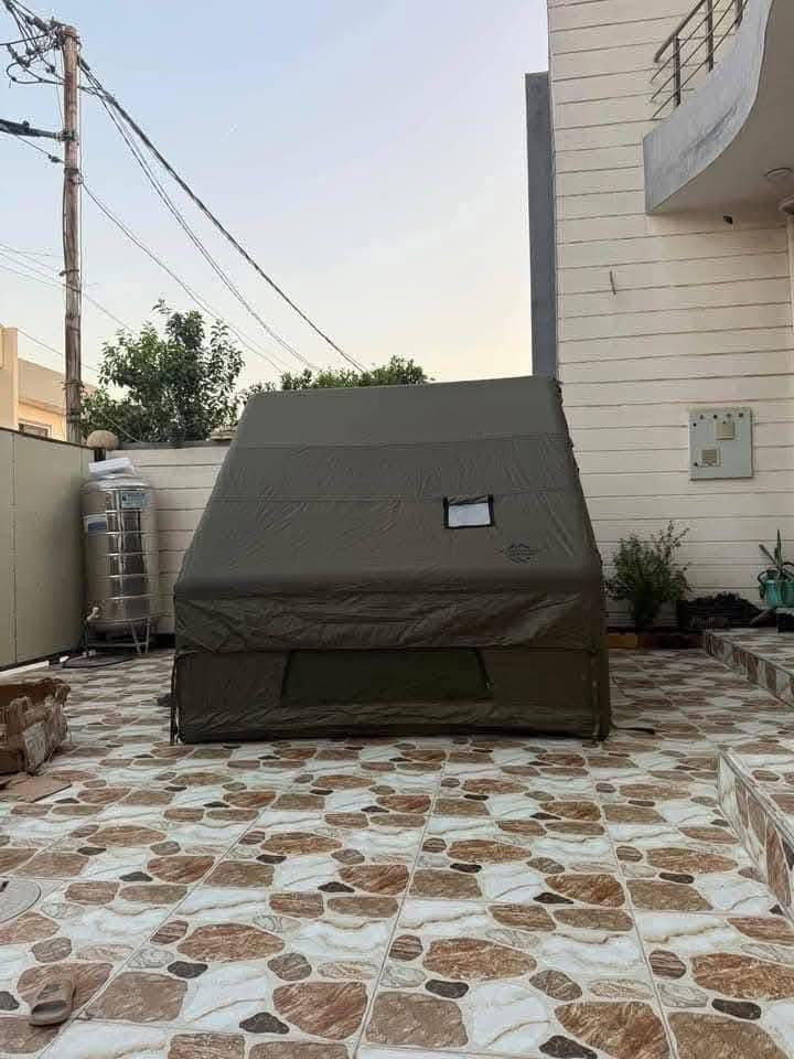 خيمه. حجم كبير. 2*3*210
لون مميز. زيتوني. عسكري
الوزن 19 كيلو.  

الملحقات  جنطه لحفظ الخيمه 
اوتاد. حجم كبير.  وزن ثقل 
حبال.  من ضمن الخيمه 
خامه اصليه مطريه   بوري. عريض. ميتاثر ب الرياح لقويه 

عندي. بعد  صويه حطب. اصليه
دوشك نفخ عدد. ثنين اصلي. 
سرير عسكري.  زيتوني 
كرسي.  بي. شمسيه 
سليب.  باك ***********
