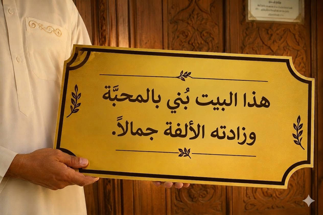 اقره الوصف 
عبارات جميله تندك باب بيتك تهلي بخطارك 
و اي عباره تريدهه نطبعهه الك تريد دعاء تضعها في الجامع صدقه جاريه 10الاف مع التوصيل وتنصيب بأي مكان تحب
***********

