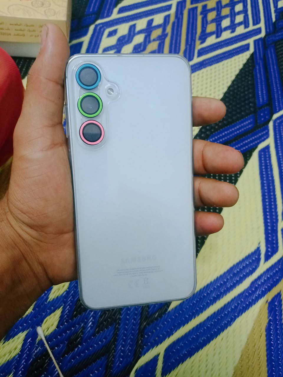 بدون غراض ماعندي توصيل ما داخل تصليح نضافه97بل 100
اسم جهاز سامسونج A55 G5
ذكرته 256 رام 12 دبل شريحه دبل سماعه ستريو 
بصمه بل شاشه بصمه وجه
حافضه بي شفاف جلاتين الزكه اصليه
سعره ٢٨٥ بي مجال بسيط كلش مو شراي لا يتصل رجان
مكاني بغداد حي نصر رقمي *********** وتساب ماعندي
