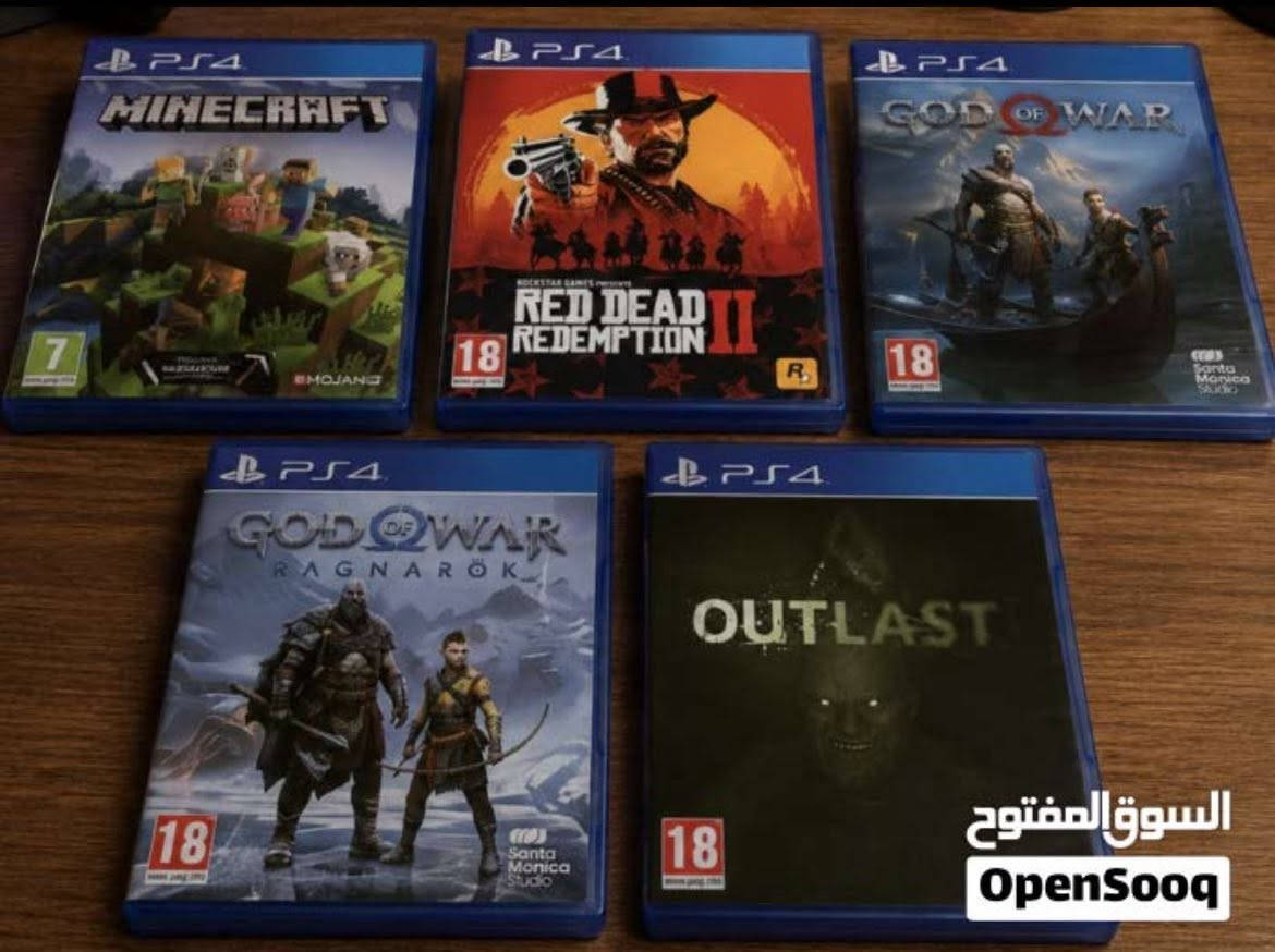 Playstation 4 
3 controller
5 games(rdr2,god of war 2018,god of war ragnarok, minecraft and outlast)


**إذا كنت صاحب هذا الإعلان وتريد حذفه لأي سبب، رجاءا أرسل رسالة إلى الدعم الفني**