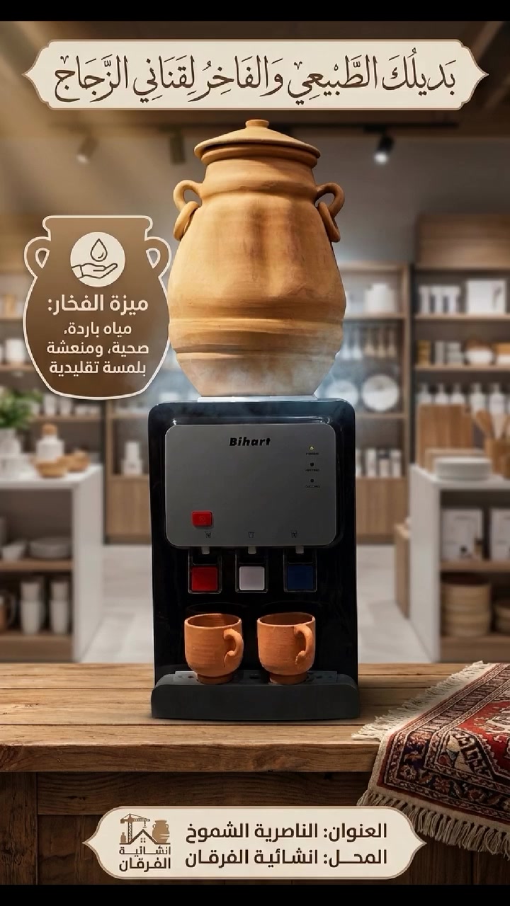 تخلص من سموم البلاستيك وأضراره على صحتك وصحة عائلتك! نقدم لك البديل الصحي والأكثر أماناً بوعاء الفخار الطبيعي الذي يمنحك مياهاً باردة ونقية 
 متوفر الآن بسعر 25 ألف دينار فقط
 للاستمتاع بحياة صحية خالية من البلاستيك المكرر
 #بديل_البلاستك


**إذا كنت صاحب هذا الإعلان وتريد حذفه لأي سبب، رجاءا أرسل رسالة إلى الدعم الفني**