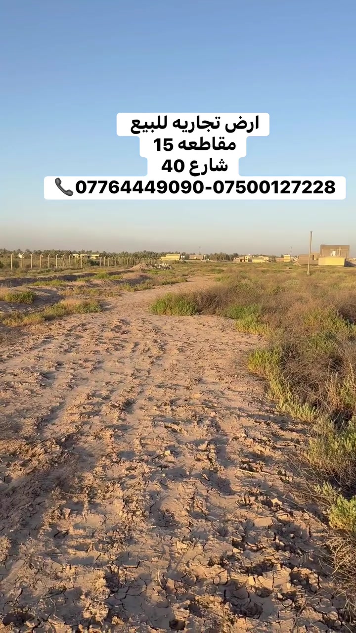 ارض تجاريه مقاطعه 15 
شارع 40 م المساحه 300 
تباع حسب الطلب 100،150،300
للاستفسار ***********-***********
