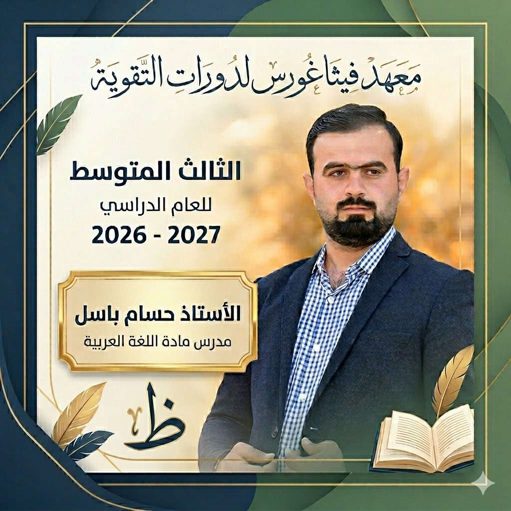 #معهد_فيثاغورس_لدورات_التقوية

يعلن معهد فثاغورس لدورات التقوية

‏عن استمرار التسجيل للدورات الصيفية
 للعام الدراسي 2026_2027 

مع نخبة من الاساتذة  للصف الثالث المتوسط

الاستاذ حسام باسل / مدرس اللغه العربية
 
الأستاذ فيصل طه / مدرس مادة اللغة الإنجليزية 

الأستاذ بشير احمد / مدرس مادة الرياضيات
 
الاستاذ محمد حمد / مدرس مادة الفيزياء
 
الأستاذ عمر حسين ￼/ مدرس مادة الكيمياء

يتميز المعهد 🔈🔔
1 / كادر تدريسي ممتاز على مستوى عالي وأساتذة ذو كفاءة وخبرة عالية في مجال التدريس . 👨‍🏫👩🏻‍🏫
2/ المتابعة الدوريه للطالب ومستواه
3/قاعات حديثة و مكيفة 
 
فعلى من يرغب بالتسجيل وحجز مقعدة زيارة موقعنا او مراسلة صفحاتنا على المواقع التواصل الاجتماعي 👨‍💻📲

🔴 العنوان : موصل - حي اليرموك - مقابل الباب الرئيسي لمنتزة اليرموك

🔴 للاستفسار الاتصال على الارقام التالية :

 ☎️ ***********

 ☎️ ***********

#معهد_فيثاغورس_لدورات_التقوية
 
 https://www.instagram.com/pyth_8?igsh=eWNpc2puaGw1cTh1

@pyth_8

￼
