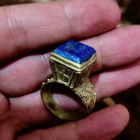 خاتم أنتيك • لازورد أزرق • فضة/نحاس قديم