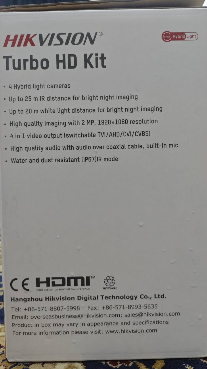 سلام عليكم. 
سستم كامرات جديد بلكامل 
مامستخدم  مفتوحه الكارتونه لبرمجة DVR دي في ار (فقط)
النوع HIK VISION 
Turbo HD Kit 
المواصفات . الدقه 1080 HD + تسجيل صوت . تدعم حساس حركه 
فلاش اناره ليلي . تصوير ليلي ملون . ضد الماء ip 67 
اتصال مباشر من التلفون الى الكامره 
وبعد بيهم مواصفات 

للتواصل  خاص او  واتساب📱  ***********
