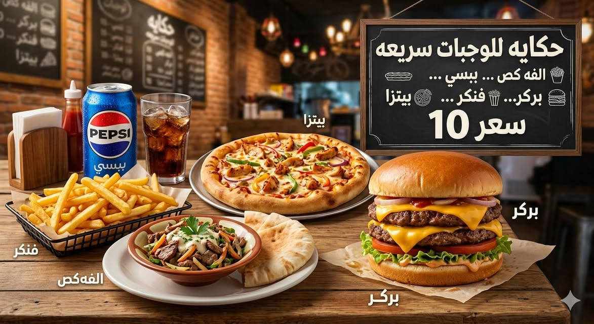 متوفر توصيل 
مطعم حكايه للوجبات السريعة يقدم الكم اطيب الاكلات العنوان شارع البريد نهايته 
واتساب ***********
