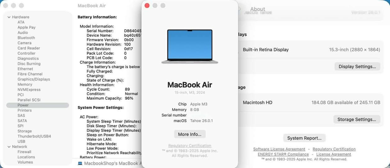 💻Macbook Air 🔺M3 2024🔺
⬛15 inch
256Gb hard
8 Gb RAM
🔻SILVER COLOR
🎁Box included 
٪نظافة ١٠٠👌
يوجد توصيل كل انحاء العراق
للمزيد من المعلومات التواصل على الخاص او على الرقم ***********
