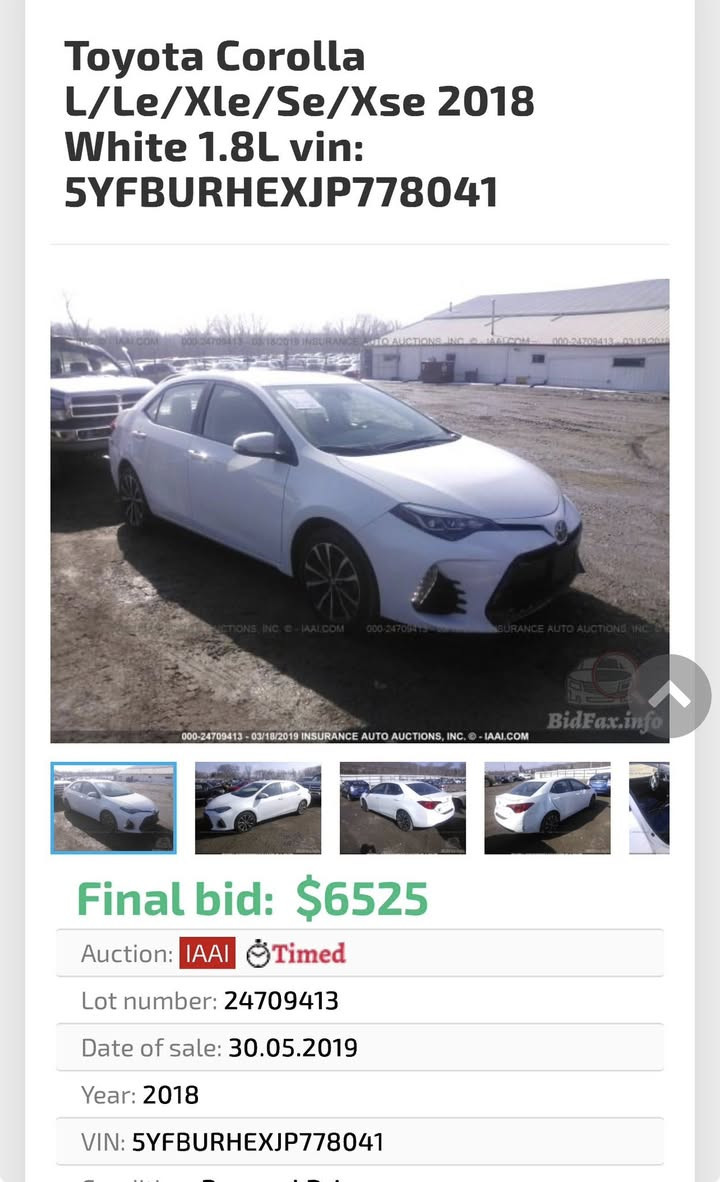 🚗 للبيع: تويوتا كورولا 2018se
📍 الموقع: ديالى  
🎨 اللون: أبيض  
📏 المسافة المقطوعة: 93 ألف ميل  
🔧 تبديل قطعتين ابلادي وملاحظات بسيطة
        ارباك دواخل شواصي مكفولة  
🧼 الحالة: كير محرك مكفولة
💰 السعر: (149)  بيها مجال

السيارة نظيفة واستعمال شخصي.  بالواقع احلا من الصور
للتواصل أو اتصال: (***********)
