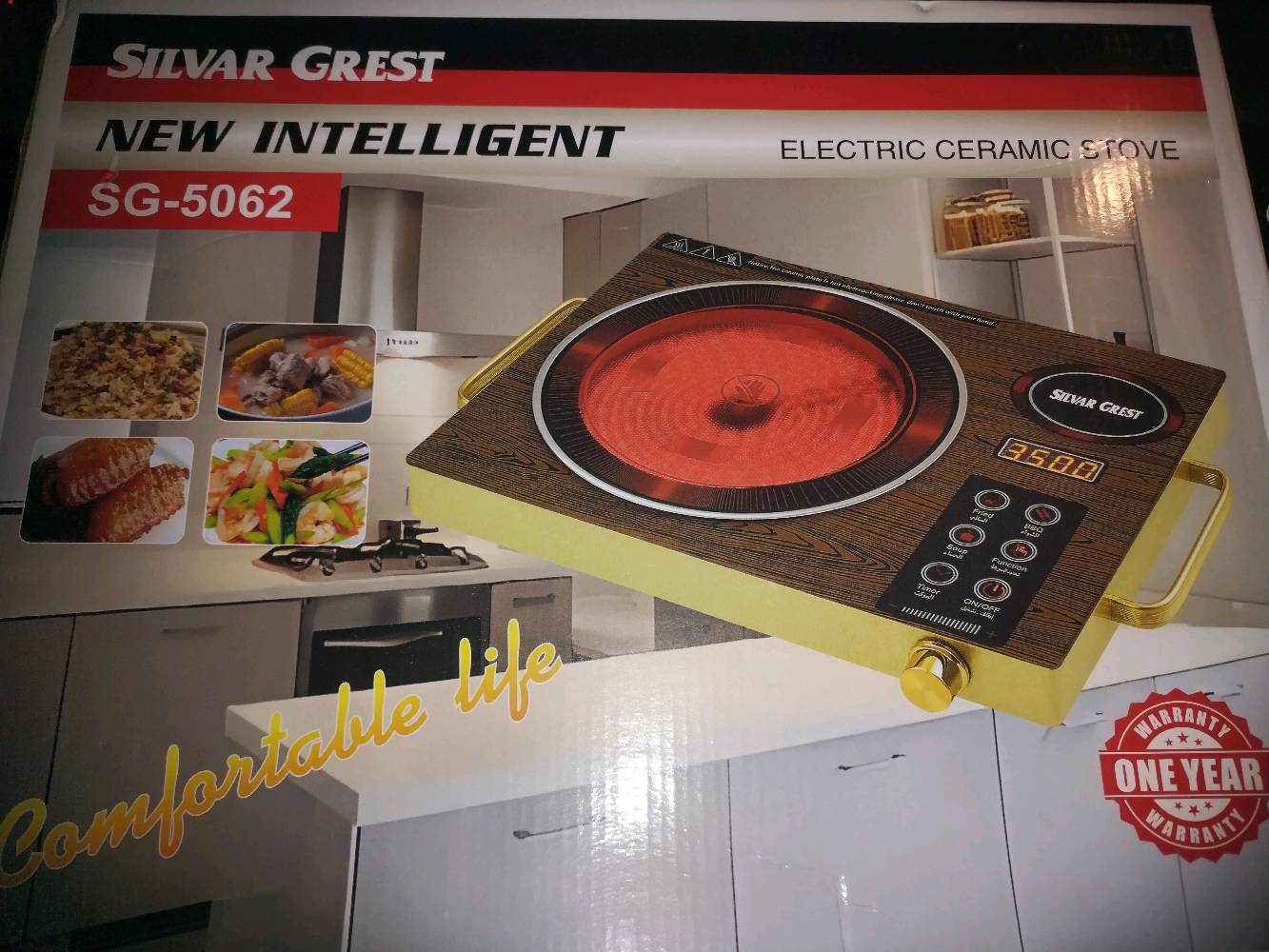 للبيع طباخ كهربائي سيراميكي من نوع سيلفر كريست، موديل SG-5062، جديد ومغلف بالعلبة. يتميز بتصميم عصري وميزات ذكية لتسهيل عملية الطهي. يأتي بضمان لمدة عام لراحة بالك. مثالي للمطابخ العصرية والمتطلبات اليومية. السعر تنافسي ويستحق التجربة.