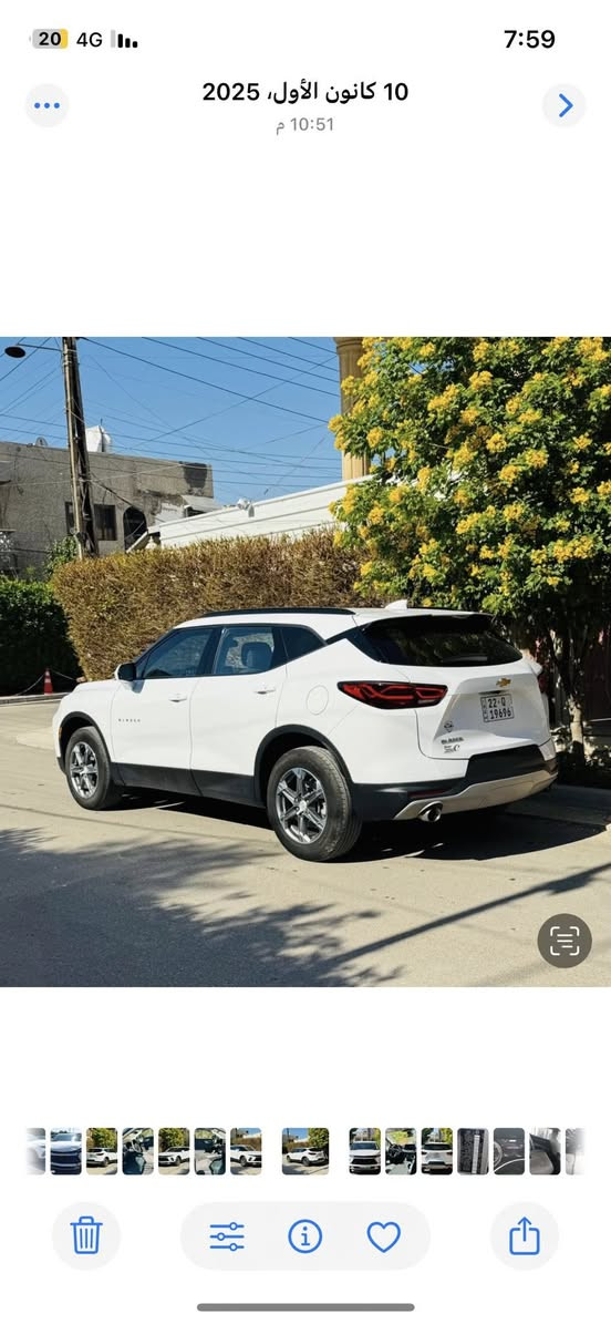 شوفرليت بلايزر 2LT موديل 2023
السيارة رقم اربيل  تحويل  أو وكالة
عداد المسافة: ك25  ألف ميل
الضرر: بنيد صبغ فقط دواخل راديترات سليمه 
المواصفات:
محرك 4 سلندر 2000 تيربو
بصمة باب وتشغيل + تشغيل عن بعد
لايتات زينون عالي وواطي أصلية
ويل كب حجم 18 مع طقم تاير بحالة ممتازة
رادار  جانبي  
تحكم كهربائي كامل لمقعد السائق
تحكم ستيرن جهتين متكامل
رادار أمامي مانع للتصادم
نظام تحديد المسار
كراسي أمامية تدفئه
شاشة كبيرة للتحكم بجميع الأوامر
كاميرا خلفية
السعر: 195 ورقه 
للاستفسار: ........ 
مكان السياره المنصور
***********
