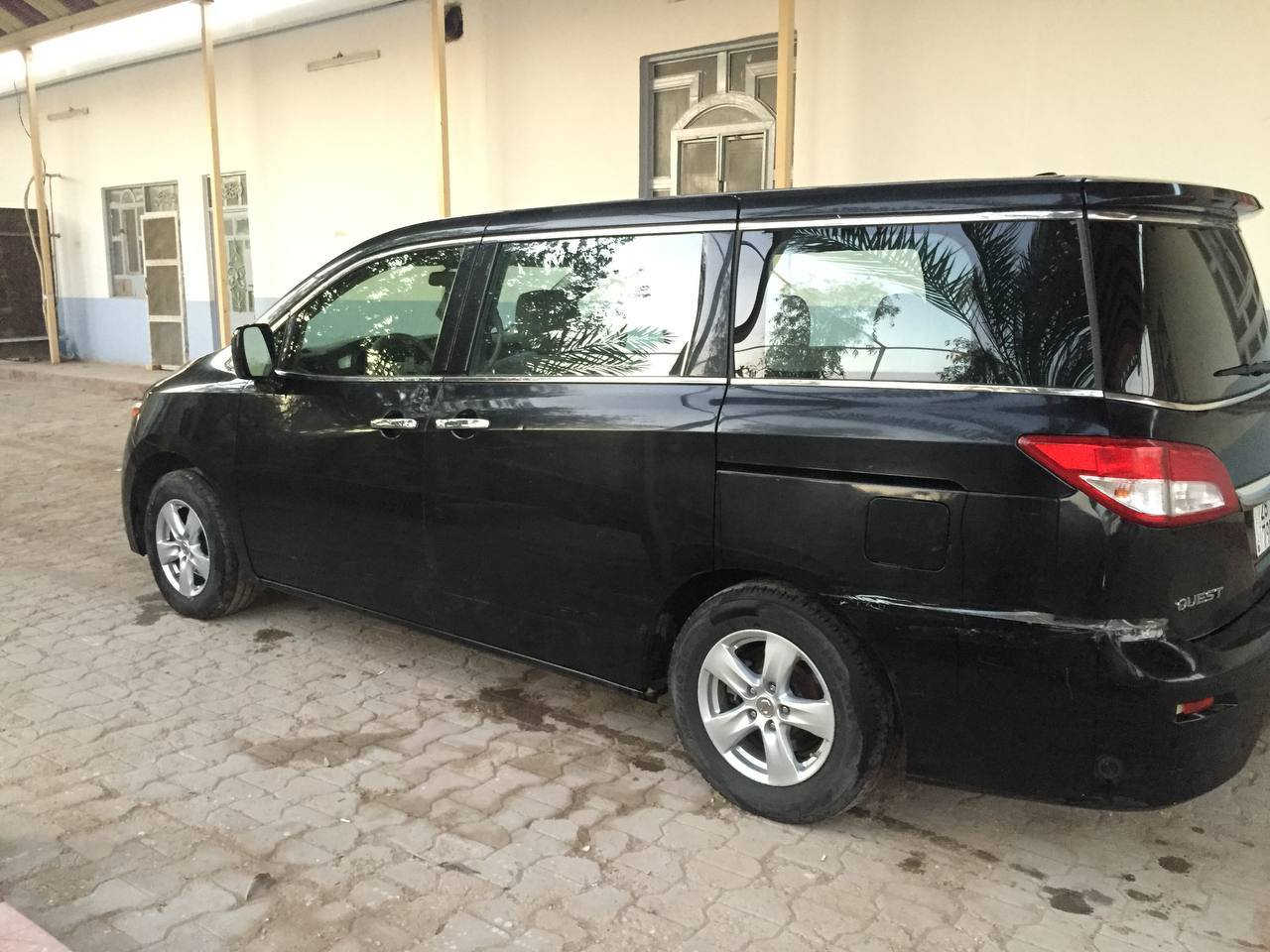 نيسان كويست 2015 رقم نجف انكليزي باسمي وارد بدون غرق
حادثها بين البابين صوب العبري وبيها بارد بعد 
سيارة مكينه كير تبريد مكفول 6 سلندر 7 راكب سياحي منظومة غاز حدادية جديدة سعرها 127 بيها مجال قليل للاستفسار *********** مكانها نجف
