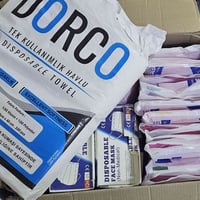 ١٦ شرشف وردي • ٦ كمامات وردي • استعمال مرة وحدة