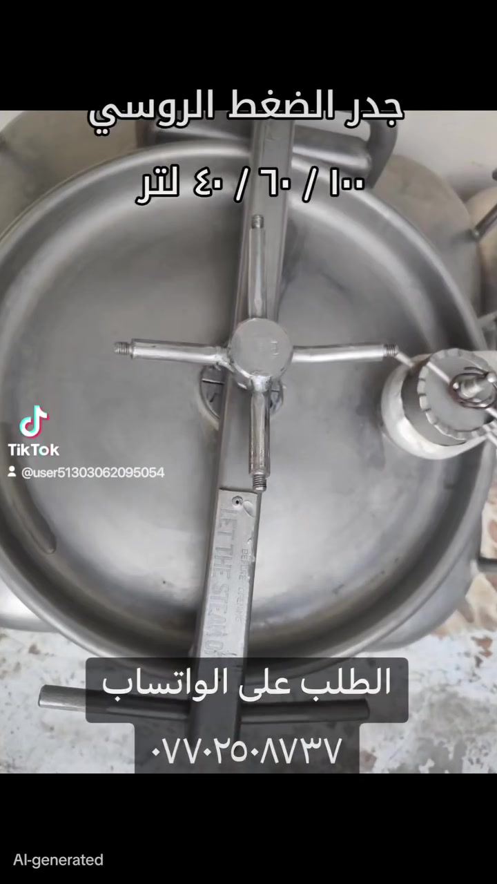 تتوفر جدوره الضغط الروسي الستيلس الفولاذ ٣ احجام  سعة 40 لتر قياس 56 سم مربع عمق 26 سم 
سعة 60 لتر قياس 50 × 30 × 40 سم،  
سعة 100 لتر قياس 57 مربع ارتفاع 42سم
 مزود بصمام حرار / الوشر من الربل/من الفولاذ المتين المقاوم للصدأ كان يُستخدم في مطبخ الجيش الروسي والعراقي الطلب والتفاصيل مع الصور اكثر على الواتساب *********** يوجد توصيل
