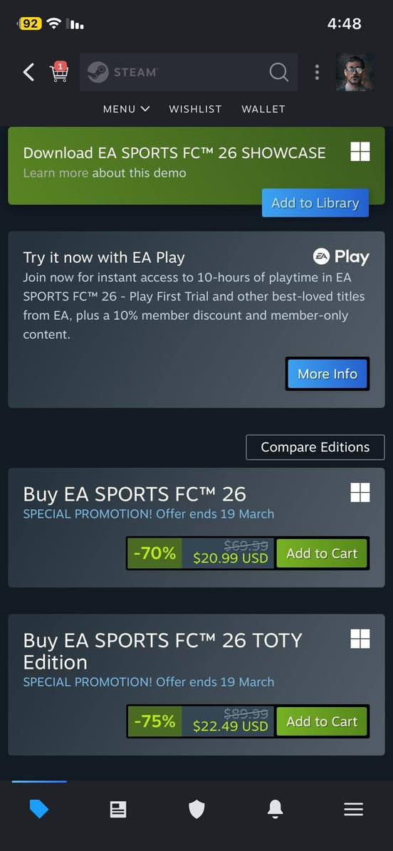 Fc 26 
تخفيض قوي
اي شخص يريده على حسابه الاوكراني او صيني يجي خاص او حتلو حساب عراقي


**إذا كنت صاحب هذا الإعلان وتريد حذفه لأي سبب، رجاءا أرسل رسالة إلى الدعم الفني**