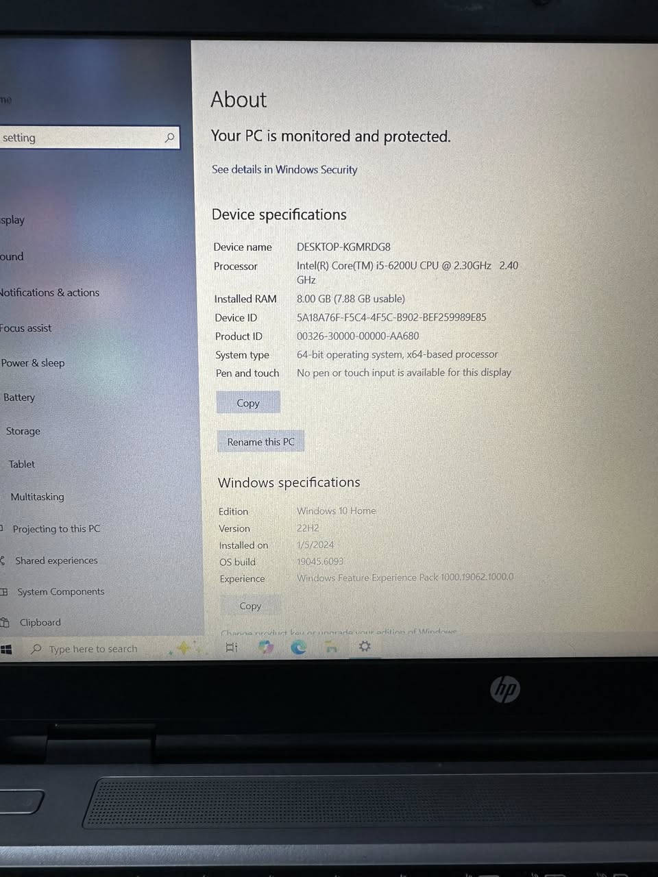 نوع الجهاز: HP ProBook 650 G2 💻
 المعالج  Intel Core i5-6200U بتردد 2.30 GHz 
وهارد 265 ssb 
 الذاكرة العشوائية  سعة. 8 جيجابايت
 نظام التشغيل: Windows 10 Home (نسخة 64-bit)
مواصفات العرض والجرافيك (Display & Graphics)
 كرت الشاشة: Intel HD Graphics 520
فقط يحتاج تبديل بطارية 🔋
مع شاحنة وماوس هدية 
واتساب 📞✉️ ***********
