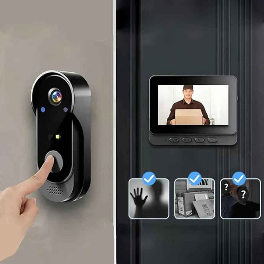 X8 Waterproof Video Doorbell Camera Wireless with 4.3" HD Monitor, Two-Way Audio, 120° Wide Angle, Night Vision, IP66 Waterproof, Rechargeable Battery

Top highlights
Recommended uses for productDoor Monitoring, Home Security, Visitor Identification
BrandGeneric
Model nameX8
Connectivity technologyWireless
Special feature120° Wide Angle, 2 Way Audio , Ip66 Waterproof, Night Vision, Wireless
Indoor/Outdoor usageOutdoor
NO WIFI REQUIRED: X8 video doorbell operates independently without internet connection, ensuring reliable performance and enhanced privacy protection for your home security
CRYSTAL CLEAR DISPLAY: Features a 4.3" HD monitor with 120° wide-angle lens providing comprehensive coverage of your doorstep and visitors with excellent clarity
TWO-WAY AUDIO COMMUNICATION: Built-in microphone and speaker enable real-time conversations with visitors from inside your home, perfect for deliveries and guest reception
NIGHT VISION & WEATHERPROOF: IP66 waterproof rating protects against harsh weather conditions whilst infrared night vision ensures clear visibility in complete darkness
RECHARGEABLE BATTERY POWERED: Convenient wireless installation with long-lasting rechargeable battery eliminates complicated wiring and provides flexible mounting options
See less
Product specifications
Additional details
Item details
Connectivity
Power
Video Quality
Video
Camera Optics
Night Vision
Measurements
Warranty
Other Special Features of the Product 120° Wide Angle, 2 Way Audio, Ip66 Waterproof, Night Vision, Wireless
Indoor Outdoor Usage Outdoor
Compatible Devices Doorbell
Controller Type Remote Control
Mount Type Wall Mount
Colour Black
Form Factor Doorbell Camera
Installation Type Wireless
Material Waterproof Material
Water Resistance Level Waterproof
Shape Rectangular
EU Spare Part Availability Duration 2 Years
Room Type Entrance, Front Door
Light Source LED
Waterproof Rating Ip66
Rear Webcam Resolution 1080 Pixels
Control Method App, Push Button, Touch
Product image gallery السليمانية, العراق


**إذا كنت صاحب هذا الإعلان وتريد حذفه لأي سبب، رجاءا أرسل رسالة إلى الدعم الفني**