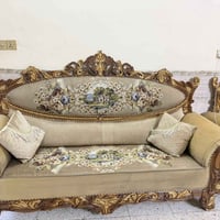 تخم استقبال كلاسيكي ملكي خشب محفور وجوبلان تخم استقبال كلاسيكي فاخر، خ...