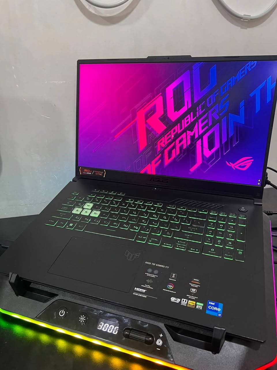 لابتوب f17 tuf gaming
المواصفات :
3060rtx (6gb) الكارت 
i7-12700h المعالج 
16ram رامات
1t المساحه 
360 هيرتز fhd
17.3 حجم الشاشه

بغداد حي الجهاد
انطوني بي سعر  
تواصل عالفيس او واتساب ***********
