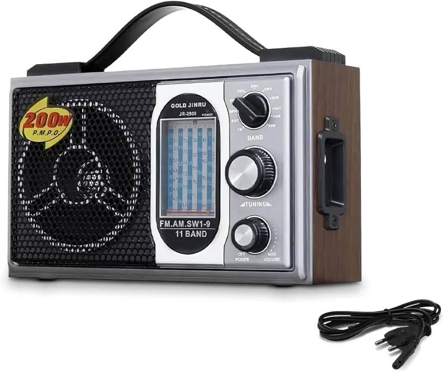 راديو محمول من ماركة جولد جينرو (Gold Jinru)، طراز JR-2008. 
الموجات المدعومة: يستقبل محطات FM، AM، و SW1-9 (إجمالي 11 نطاقاً).
الطاقة: يعمل عبر الكهرباء المباشرة (220 فولت) أو بواسطة البطاريات.
الميزات: يحتوي على هوائي تلسكوبي حساس، ومقبس لسماعات الأذن.
التصميم: يتميز بتصميم كلاسيكي مع مقبض للحمل


**إذا كنت صاحب هذا الإعلان وتريد حذفه لأي سبب، رجاءا أرسل رسالة إلى الدعم الفني**