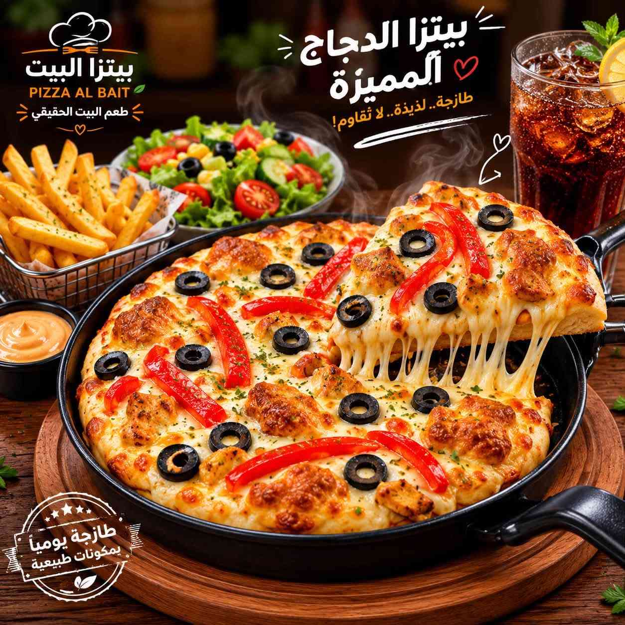 �✨ مطعم بيت البيتزا للوجبات السريعة ✨🍔

عندما تجتمع الجودة مع النكهة الأصيلة، تكون الوجهة واحدة فقط…

🔥 بيتزا محضّرة بعناية
🍔 بركر بطعم لا يُنسى
🌯 شاورما غنية بالمذاق
🥤 ومجموعة متنوعة من الوجبات والمشروبات التي ترضي جميع الأذواق

نحرص على تقديم أفضل المكونات الطازجة وأعلى معايير الجودة لنمنحكم تجربة تستحق التكرار.

🛵خدمة توصيل سريعة إلى باب المنزل
ملاحظة {توصيل مجاني داخل المنطقة}
📞 ***********
📞 ***********

🏠 بيت البيتزا

حيث تبدأ الحكاية مع أول لقمة.” 🍕
