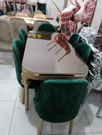 طاولة ٨٠×١٦٠ • ٦كراسي • زان ابيض