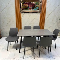 ٦ كراسي • سطح مرمر • دوشمة جلد عالي